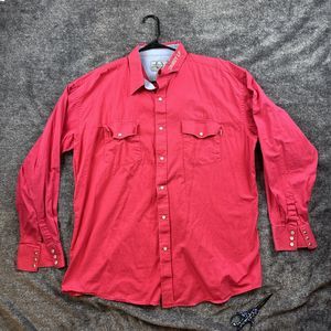 Cowboy Up Pearl Snap Shirt Mens XXL‎ Striped Long Sleeve Western Collared Pink
